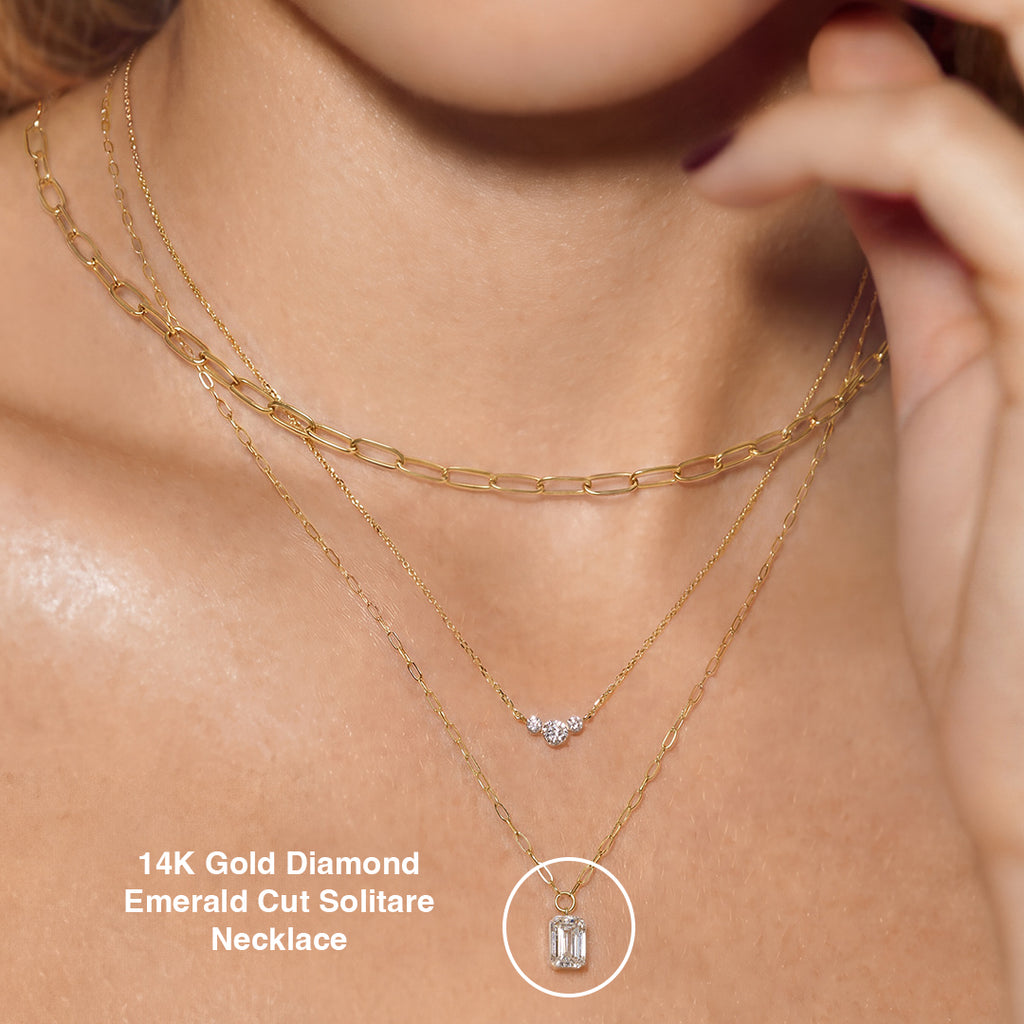 14K Gold Diamond Solitaire Pendant Necklace