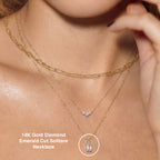 14K Gold Diamond Solitaire Pendant Necklace