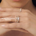 14K Gold Mixed Diamond Wave Ring