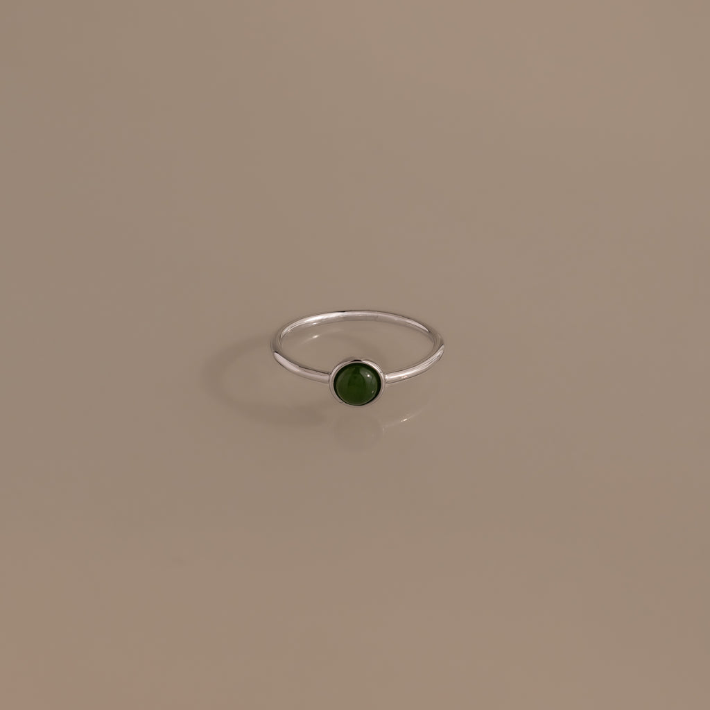 Round Jade Ring in Silver