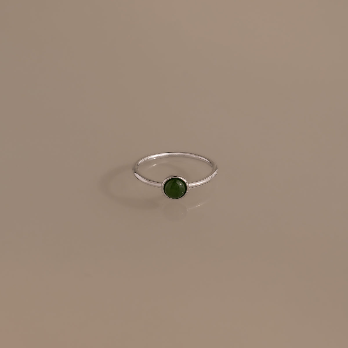 Round Jade Ring in Silver