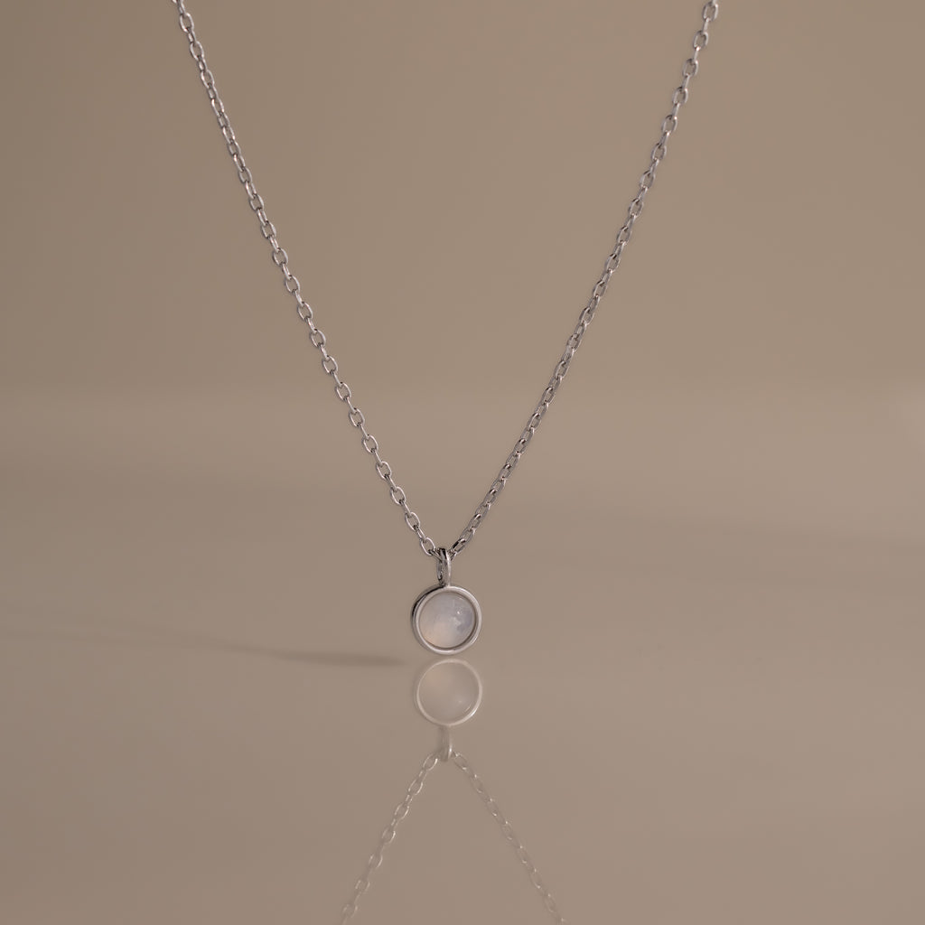 Moonstone Charm Necklace in Silver