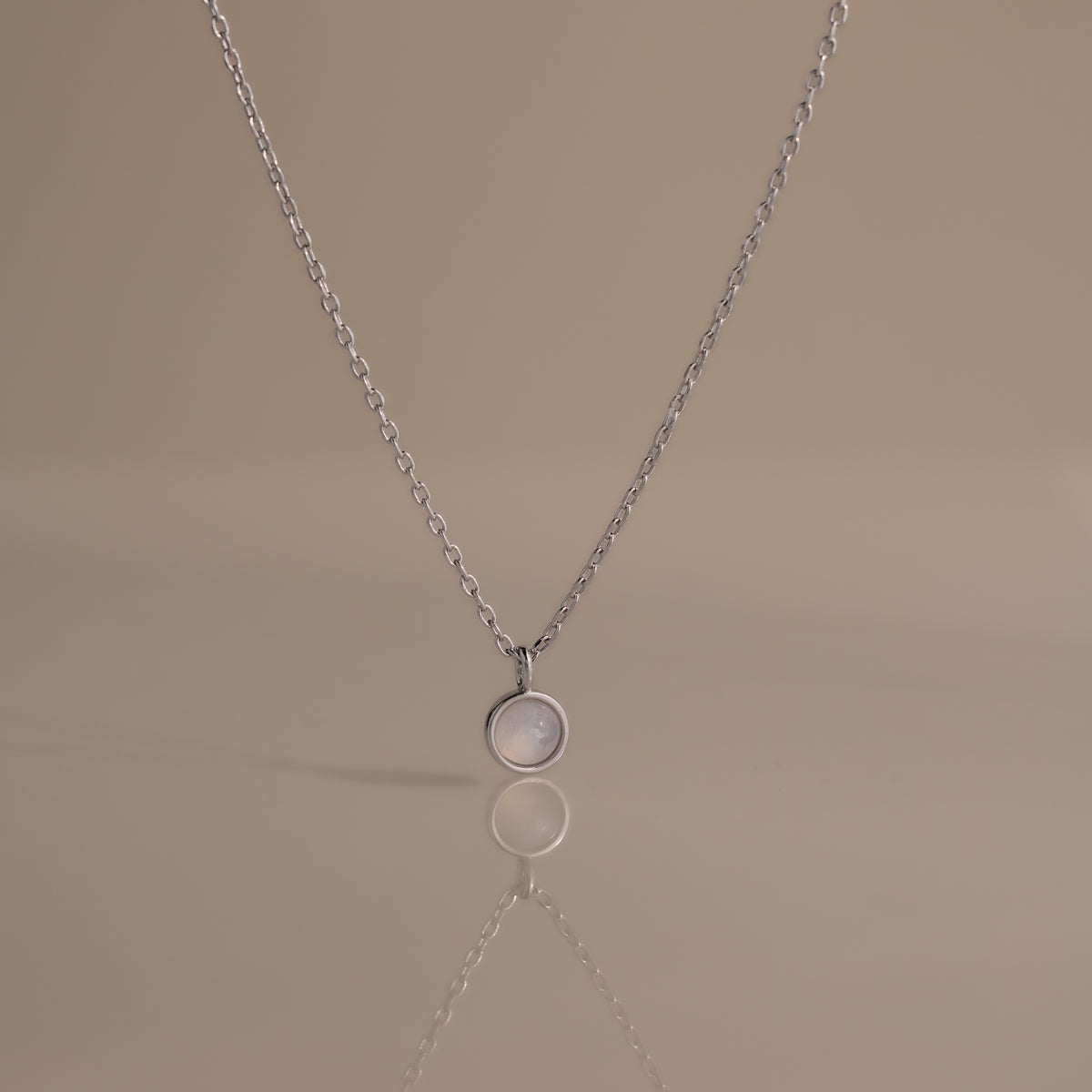 Moonstone Charm Necklace in Silver