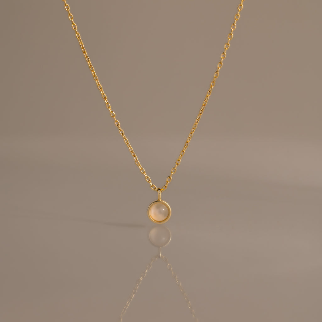 Moonstone Charm Necklace in 18K Gold