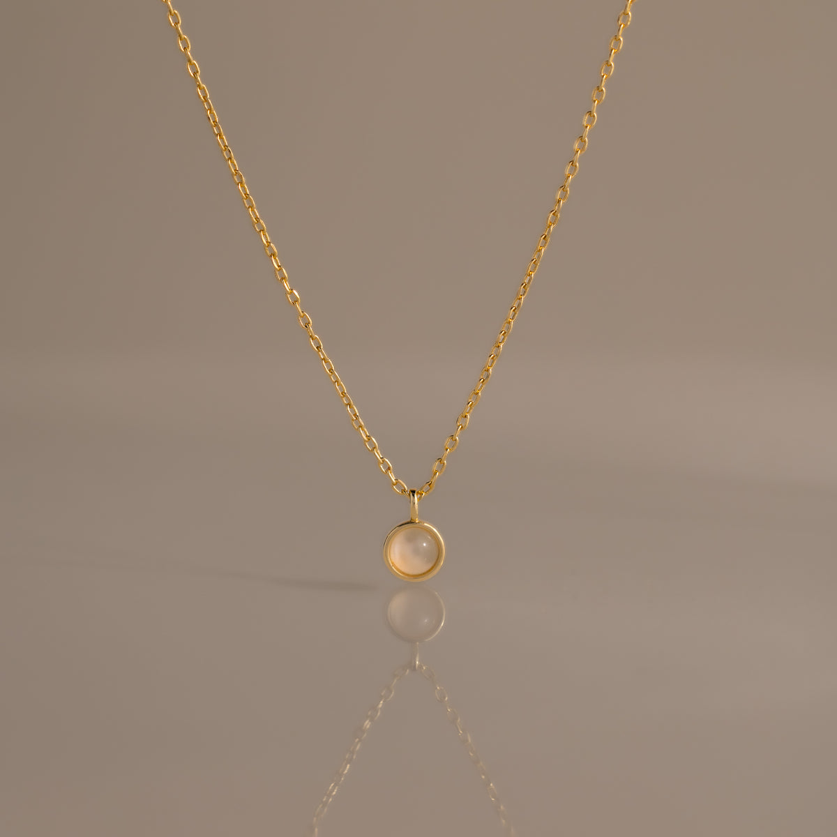 Moonstone Charm Necklace in 18K Gold
