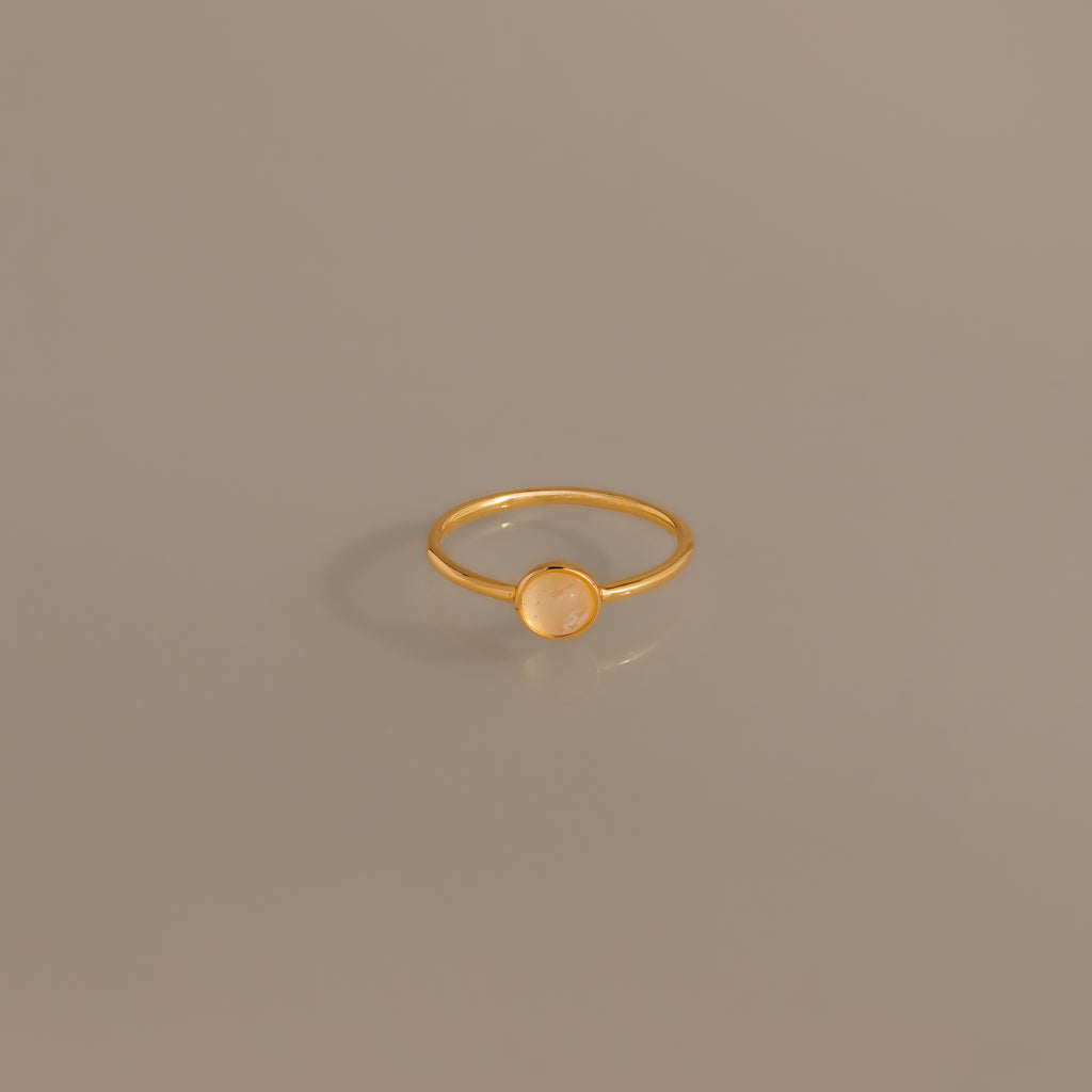 Dainty Round Moonstone Ring in 18K Gold