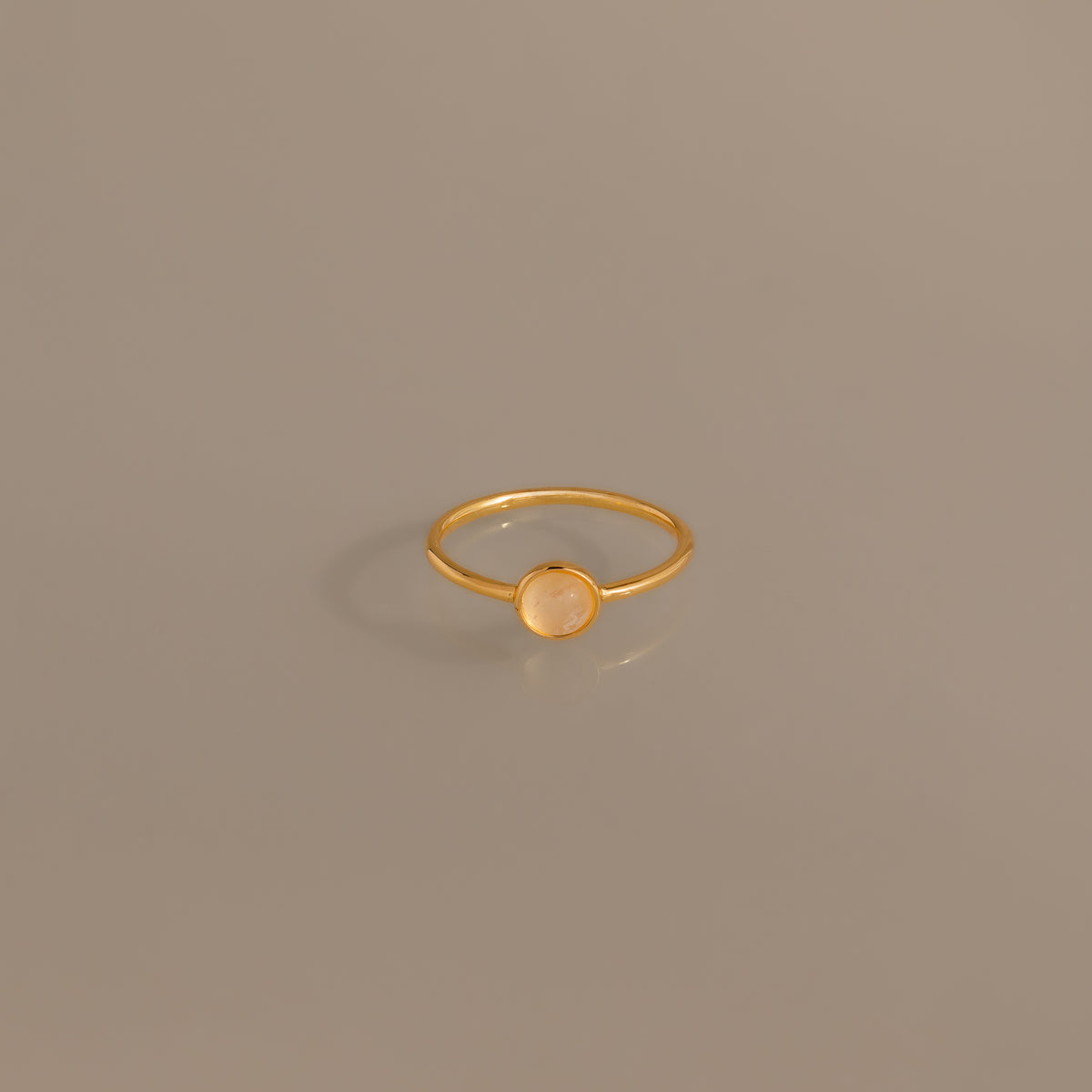 Dainty Round Moonstone Ring in 18K Gold