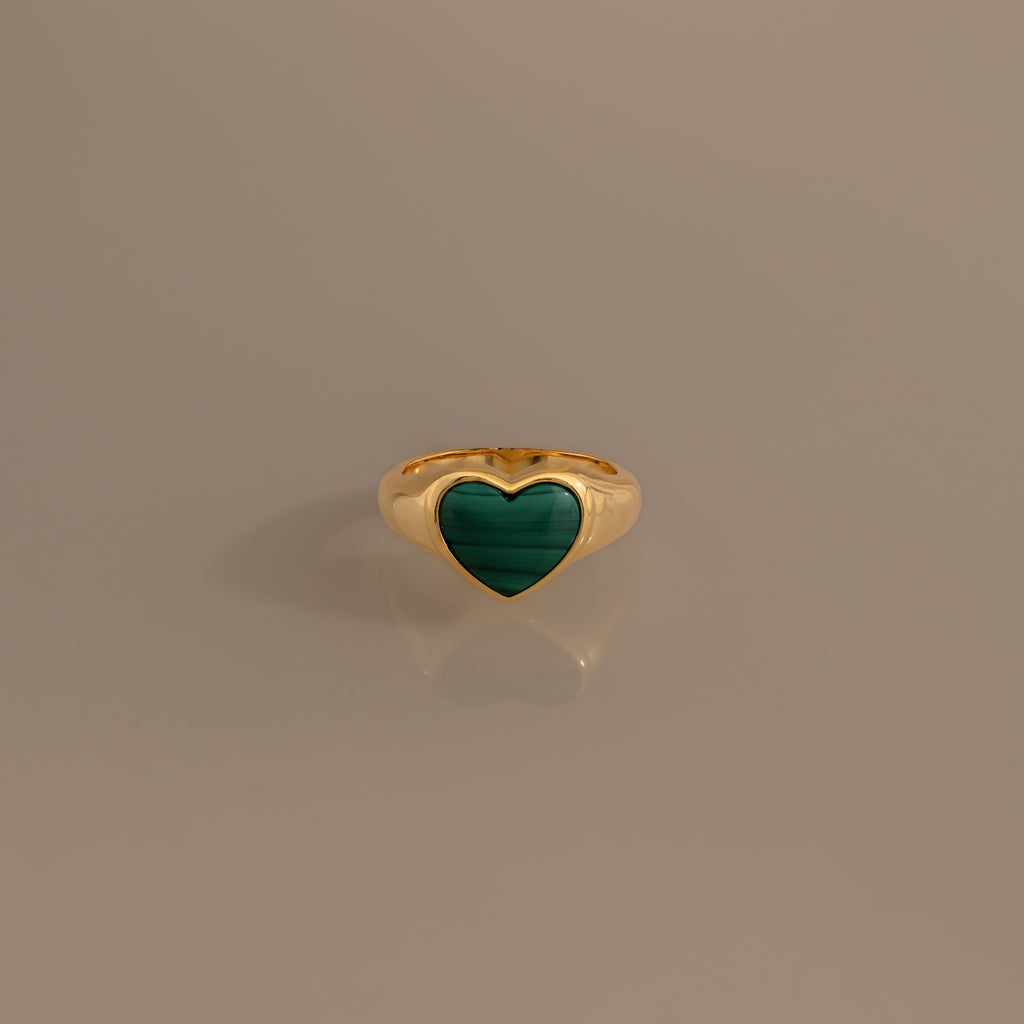 Malachite Heart Signet Ring