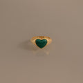 Malachite Heart Signet Ring