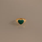 Malachite Heart Signet Ring