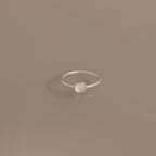 Dainty Round Moonstone Ring in Silver