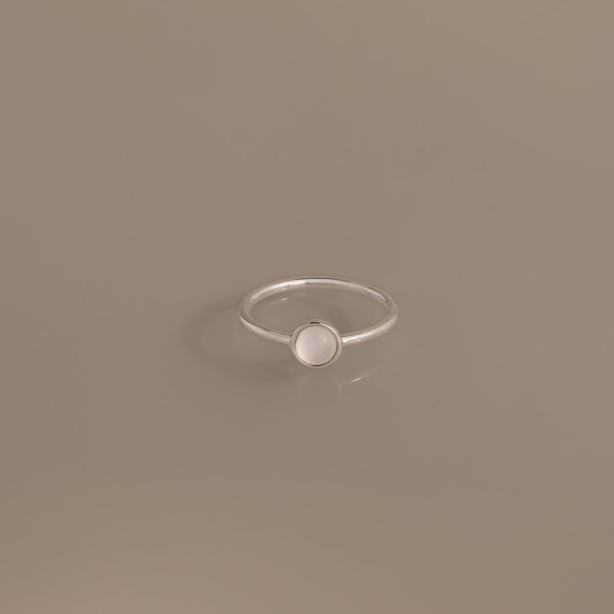 Dainty Round Moonstone Ring in Silver