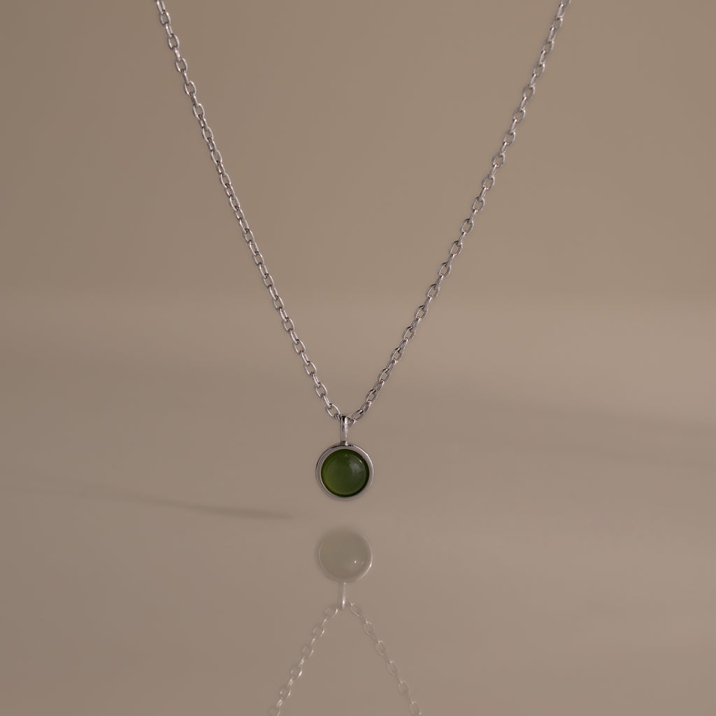 Jade Charm Necklace in Silver