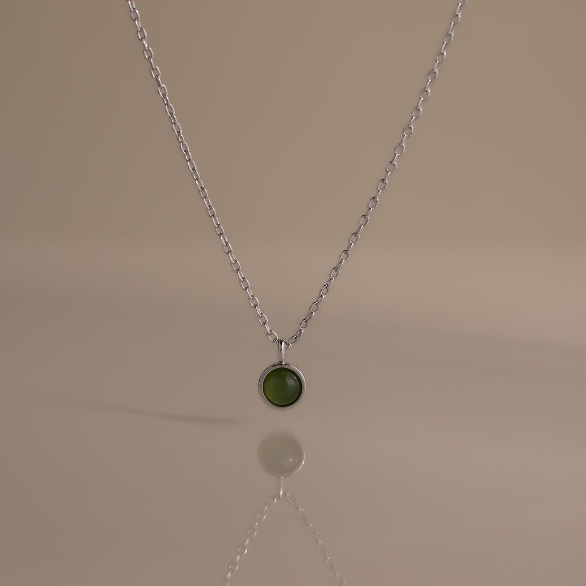 Jade Charm Necklace in Silver