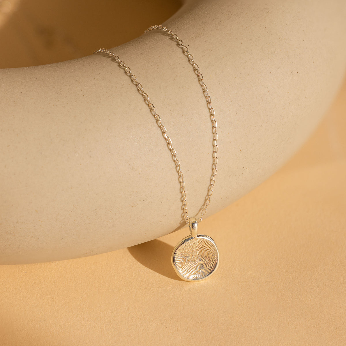 Fingerprint Coin Necklace in Silver