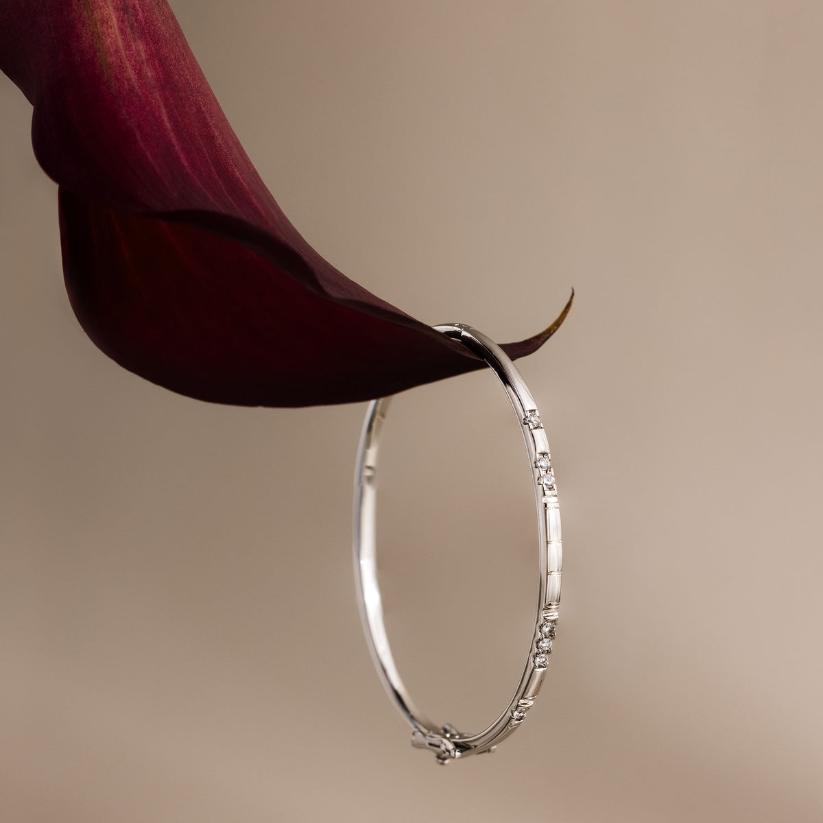 Love Morse Code Diamond Bangle in Silver