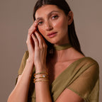 Sculpted Diamond Pear Bangle in 18K Gold