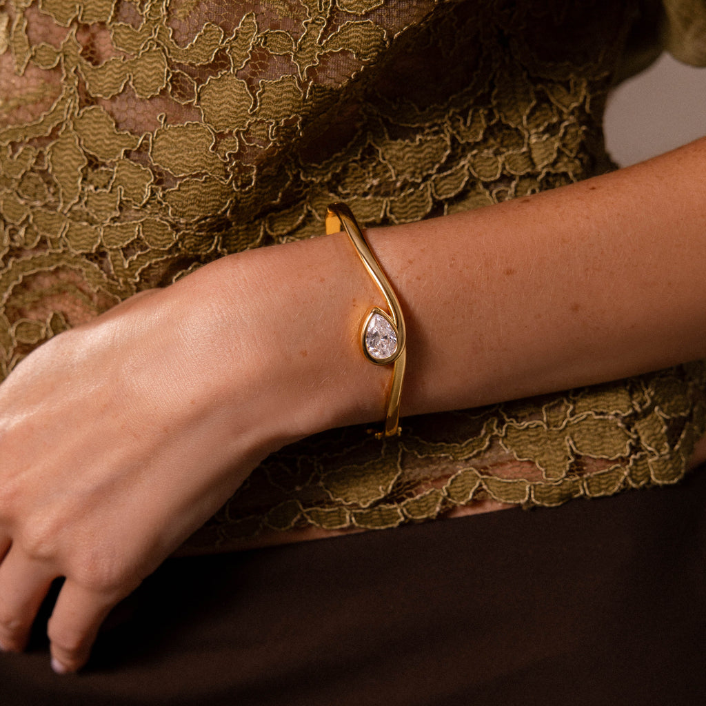 Sculpted Diamond Pear Bangle