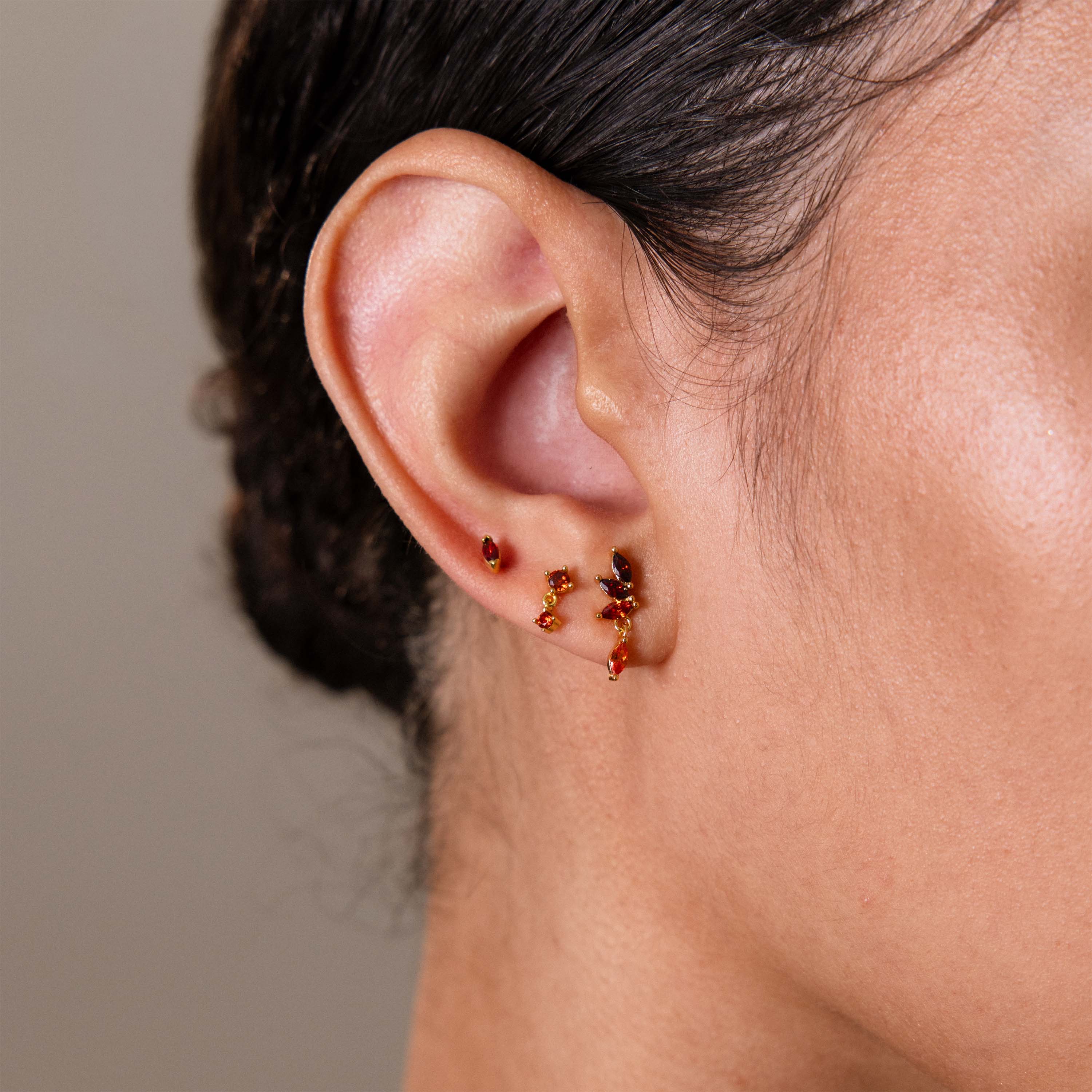 Ruby Marquise Drop Studs
