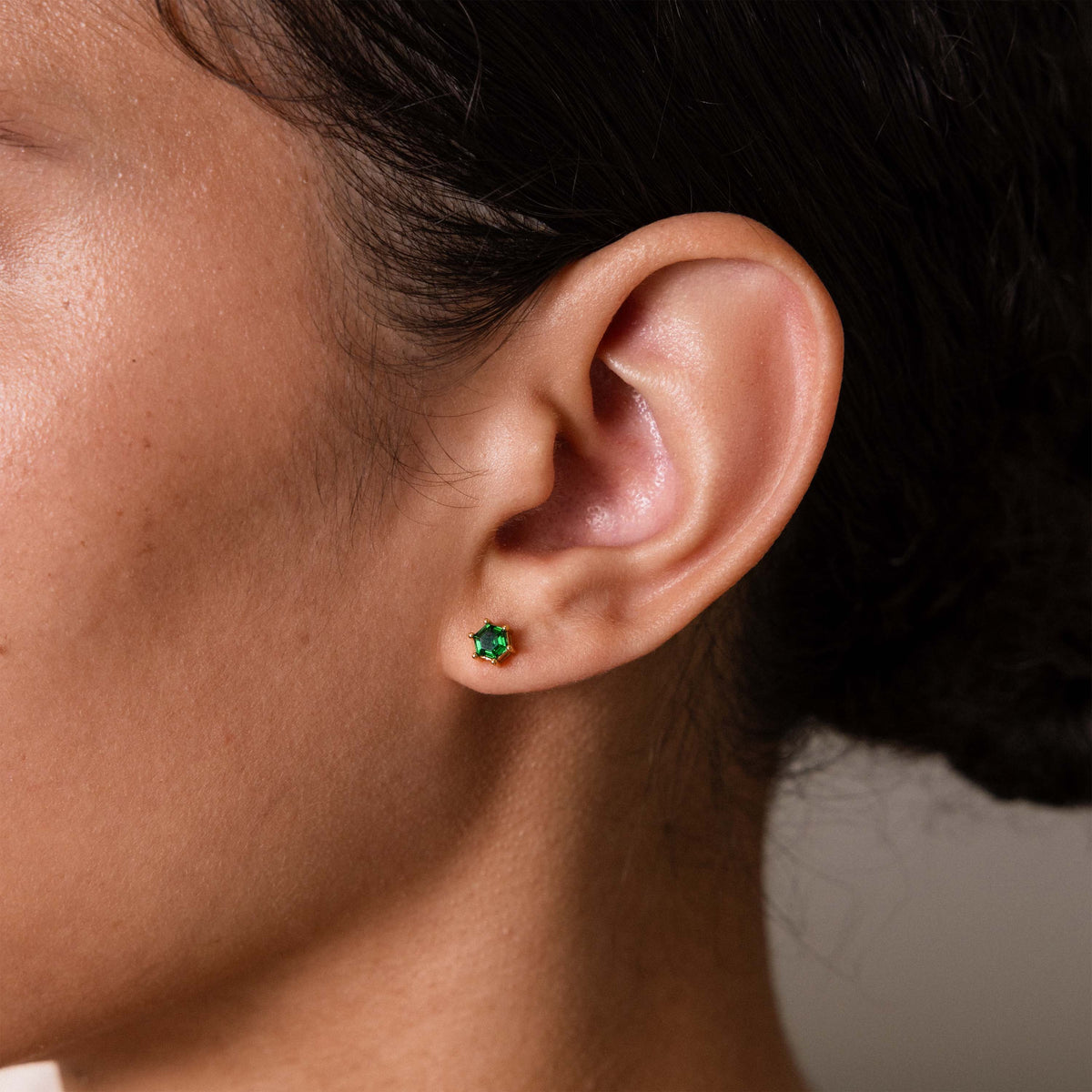 Hexagon Ruby Studs