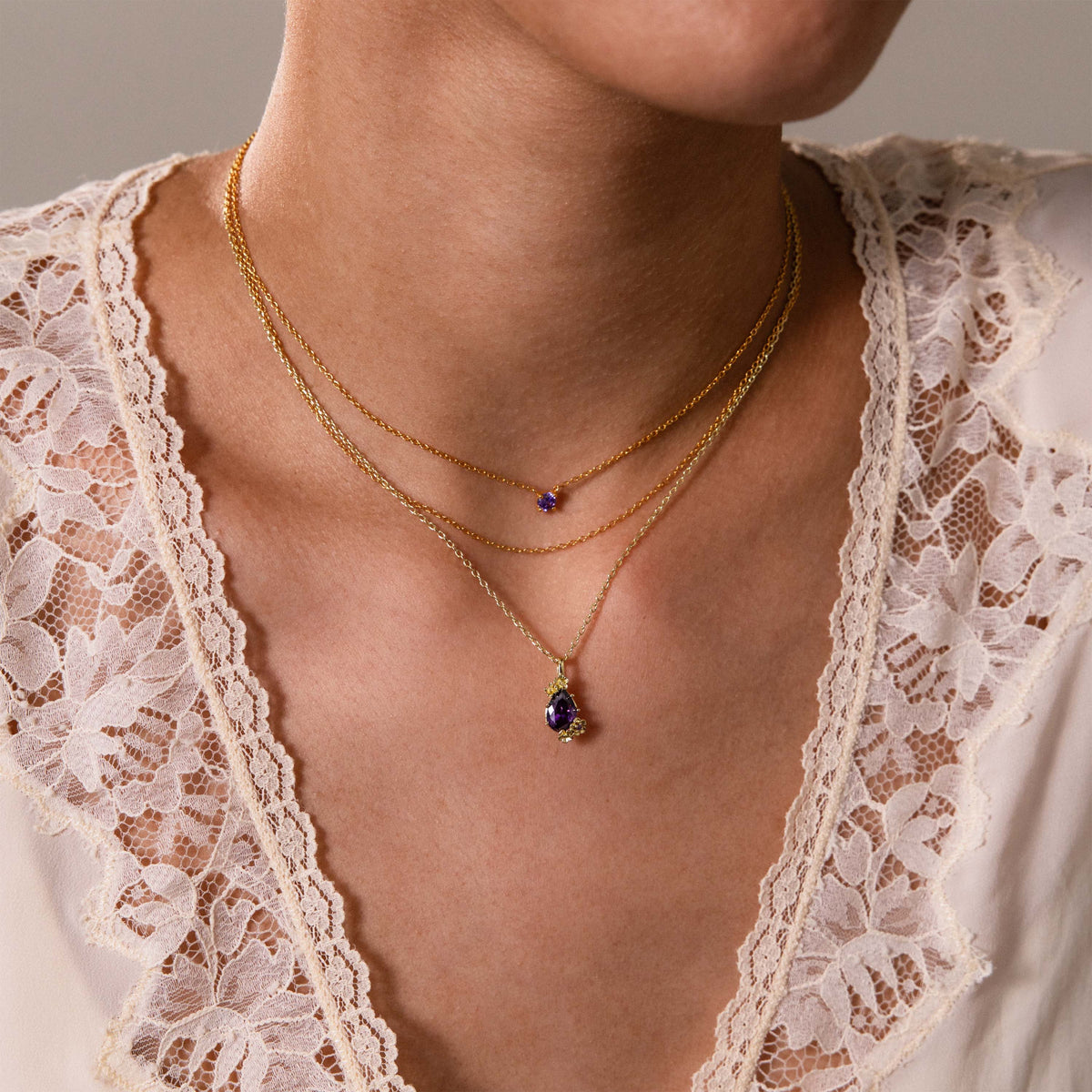 Ruby Blossom Charm Necklace
