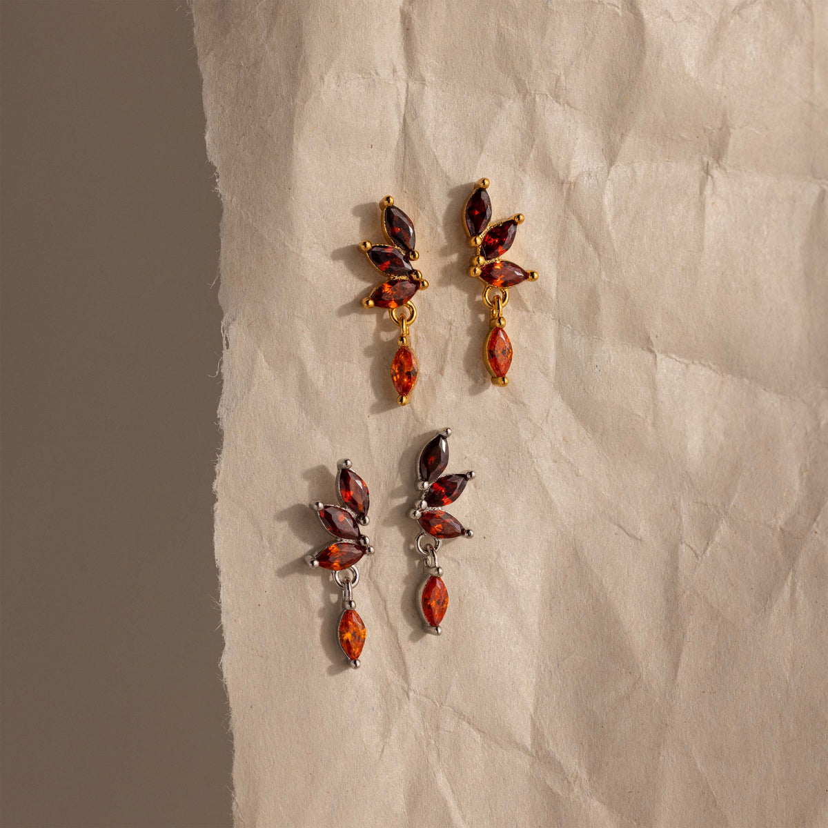 Ruby Marquise Drop Studs