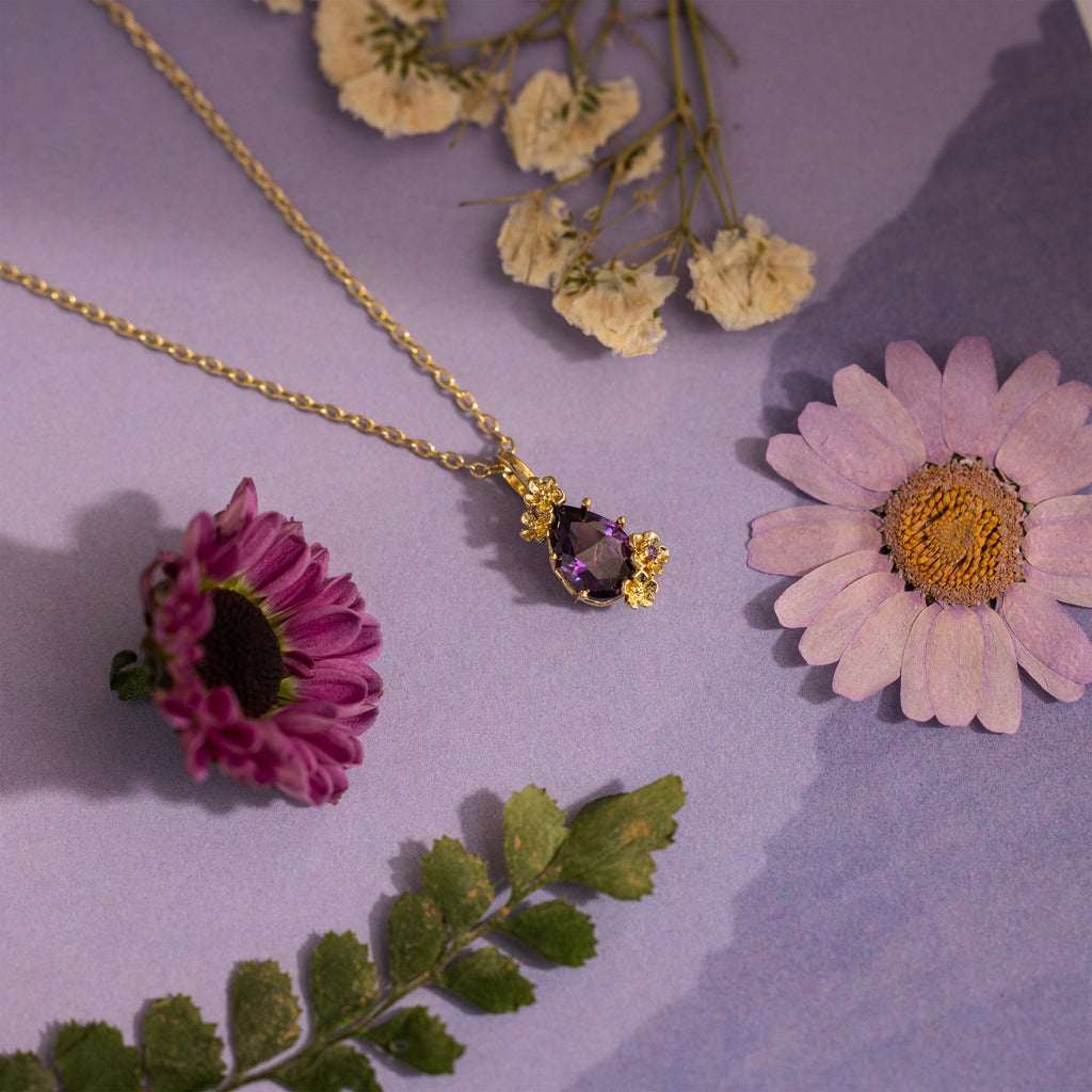 Ruby Blossom Charm Necklace