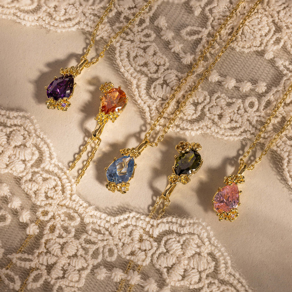 Ruby Blossom Charm Necklace
