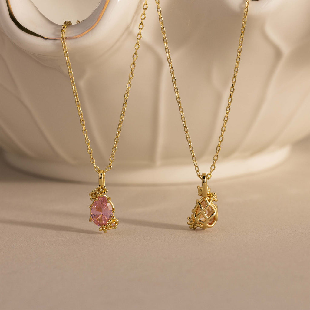 Ruby Blossom Charm Necklace