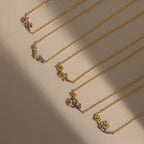 Mixed Metal Ruby Flower Necklace