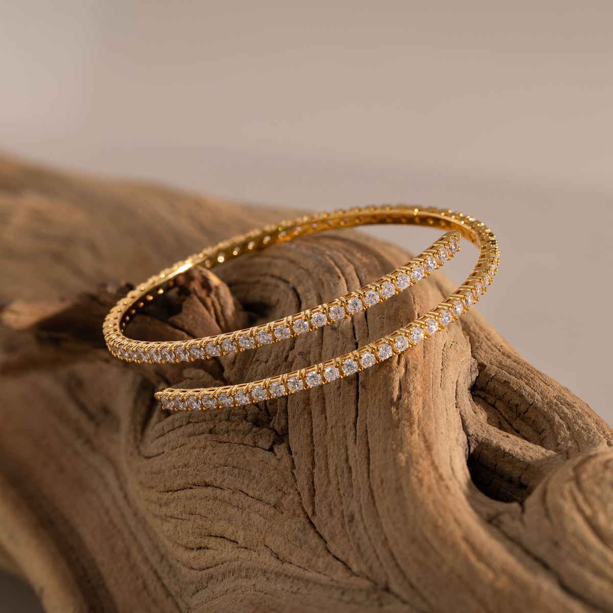 Diamond Tennis Wrap Bangle in 18K Gold