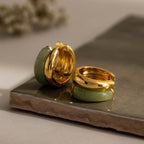 Jade Duo Hoops in 18K Gold