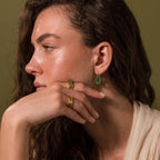 Jade Link Drop Hoops in 18K Gold