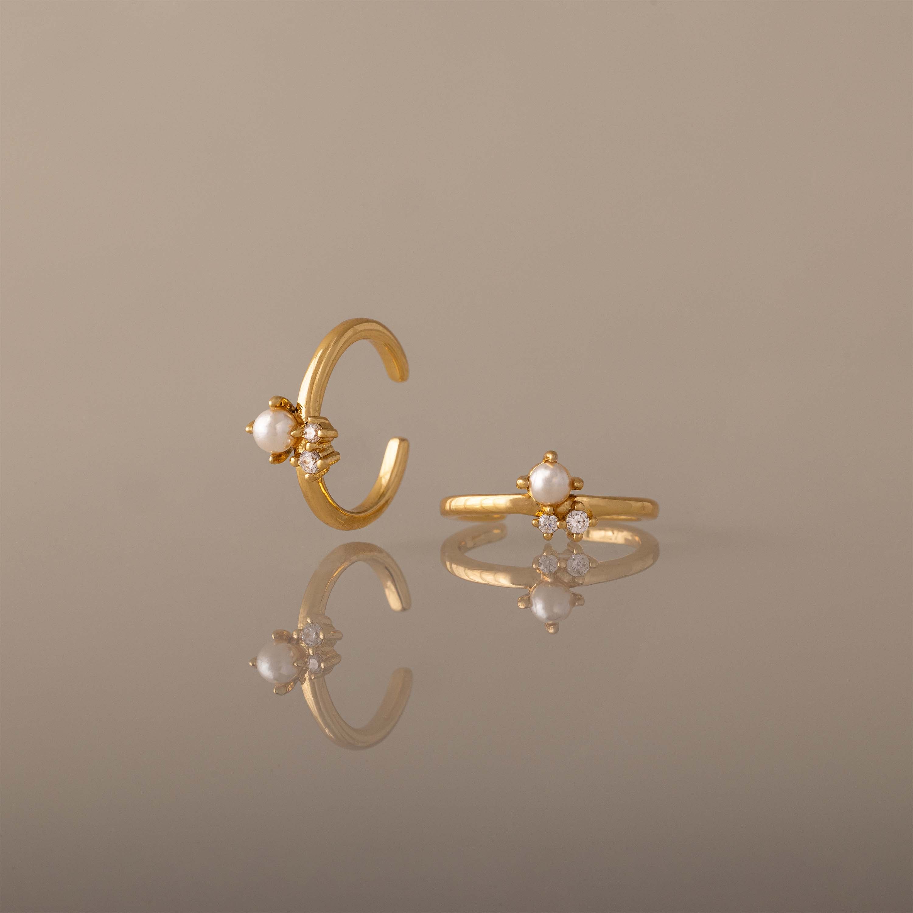 Pearl Diamond Ear Cuffs