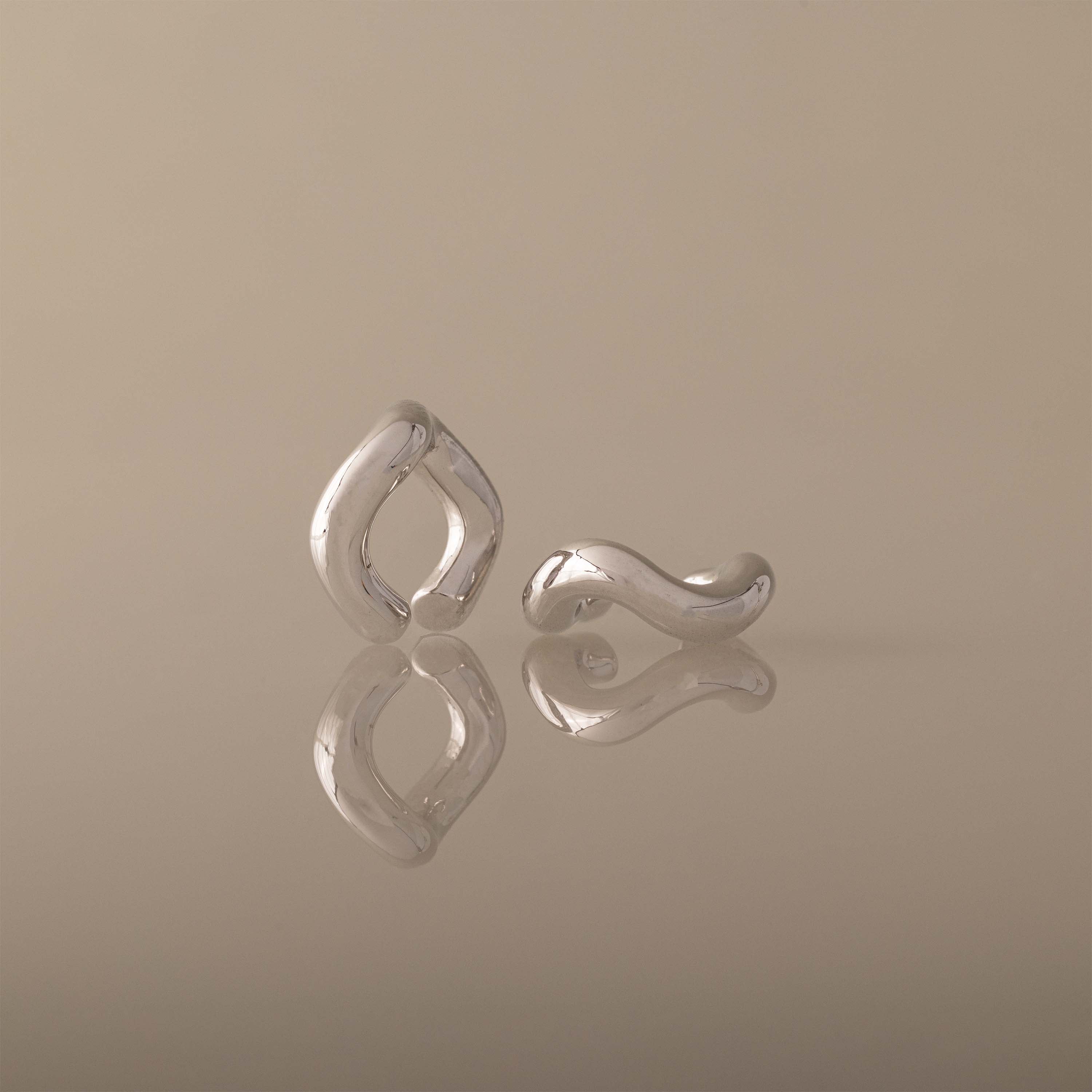Wavy Ear Cuffs in Silver