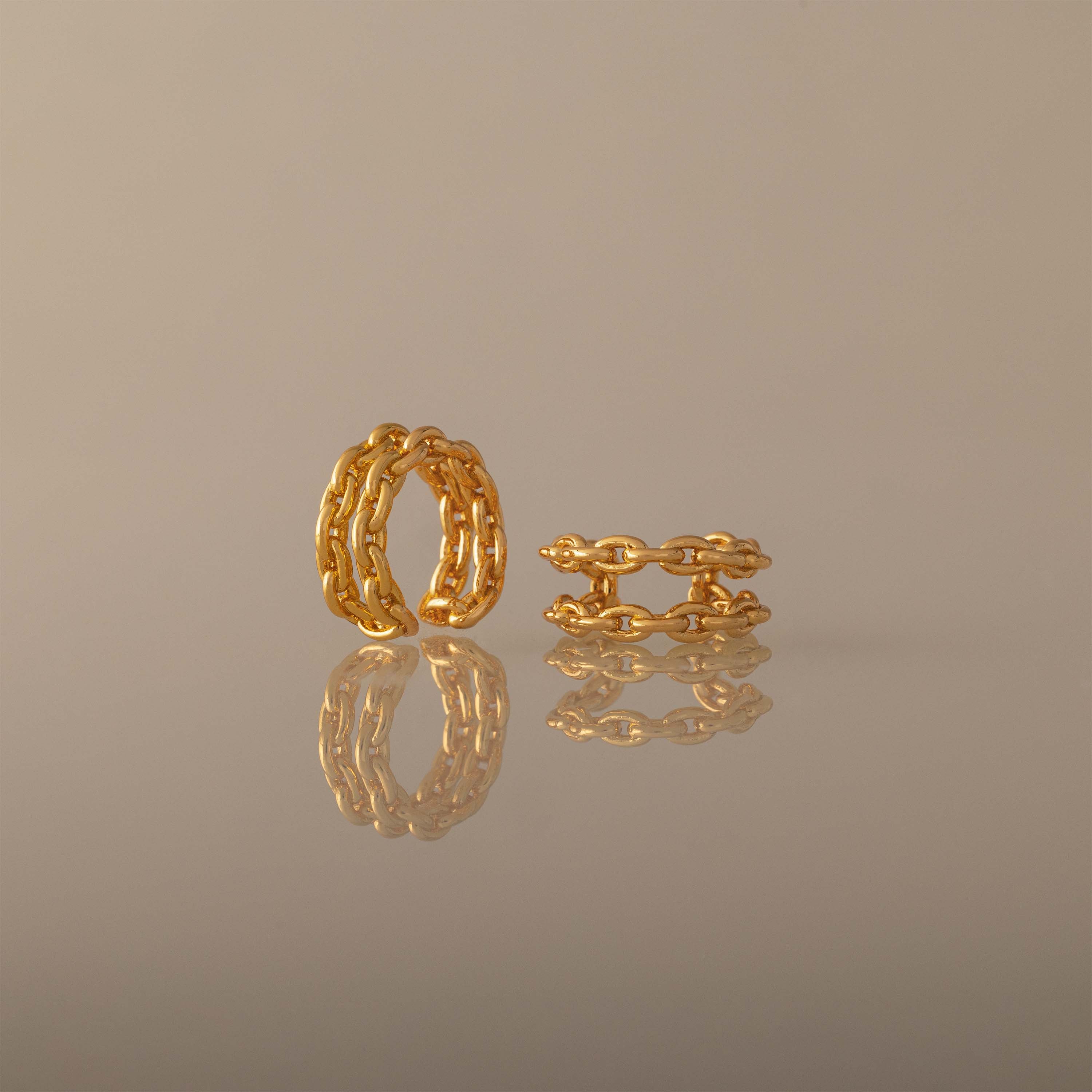 Mariner Link Ear Cuffs in 18K Gold
