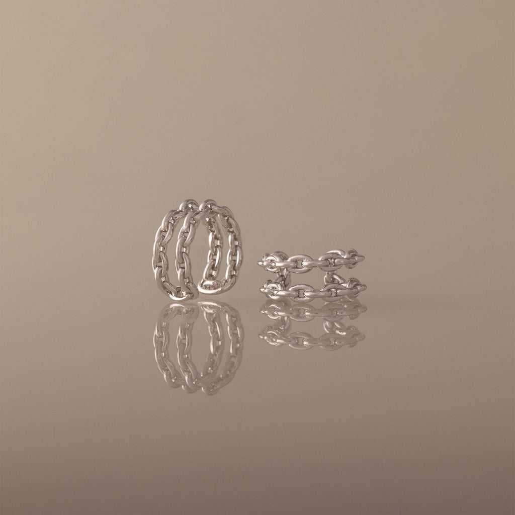 Mariner Link Ear Cuffs in Silver