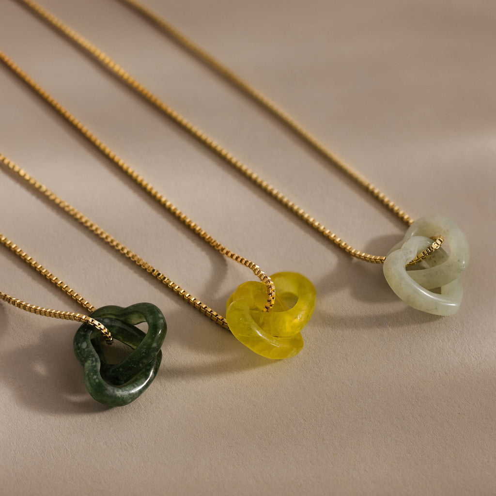 Interlocking Jade Heart Necklace