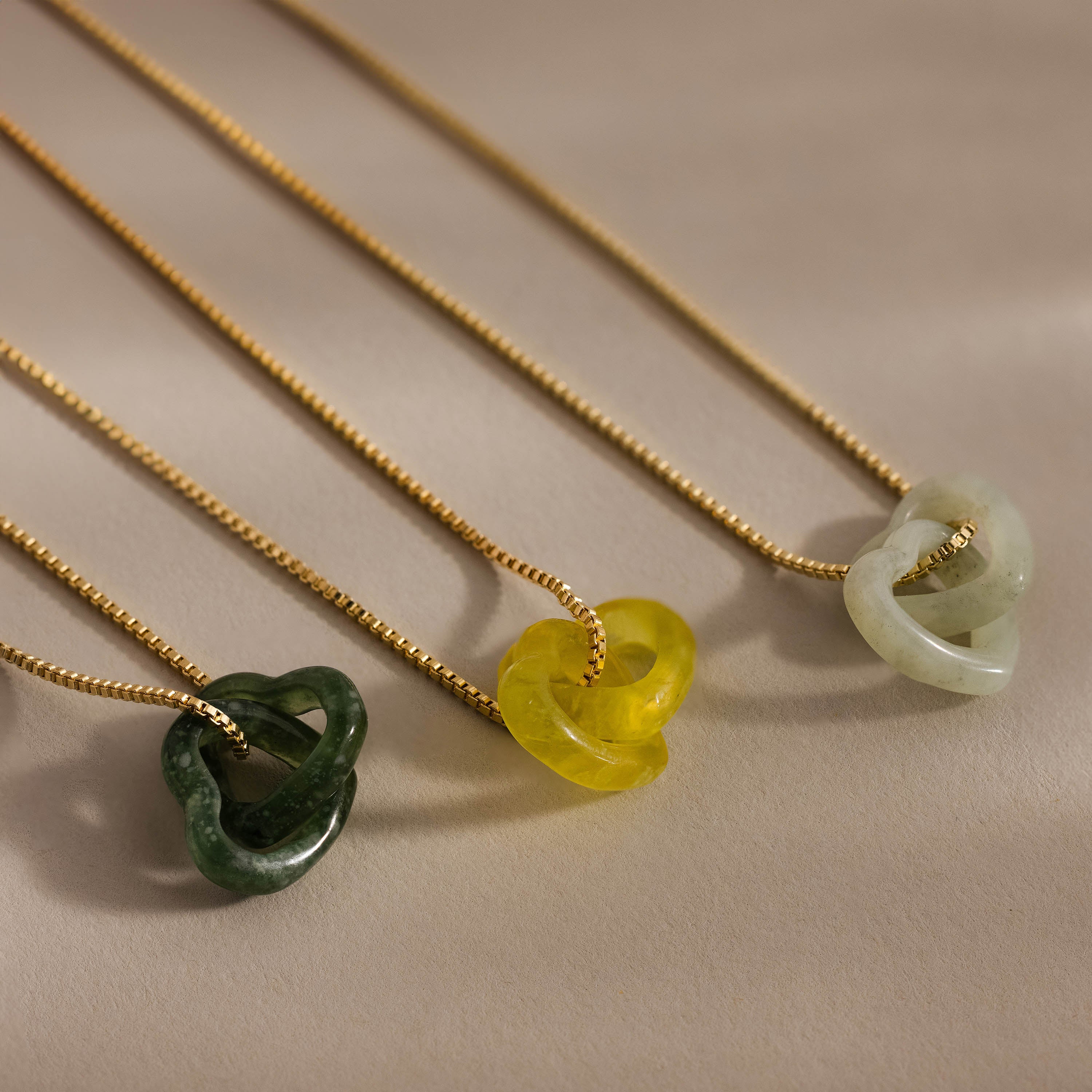 Interlocking Jade Heart Necklace