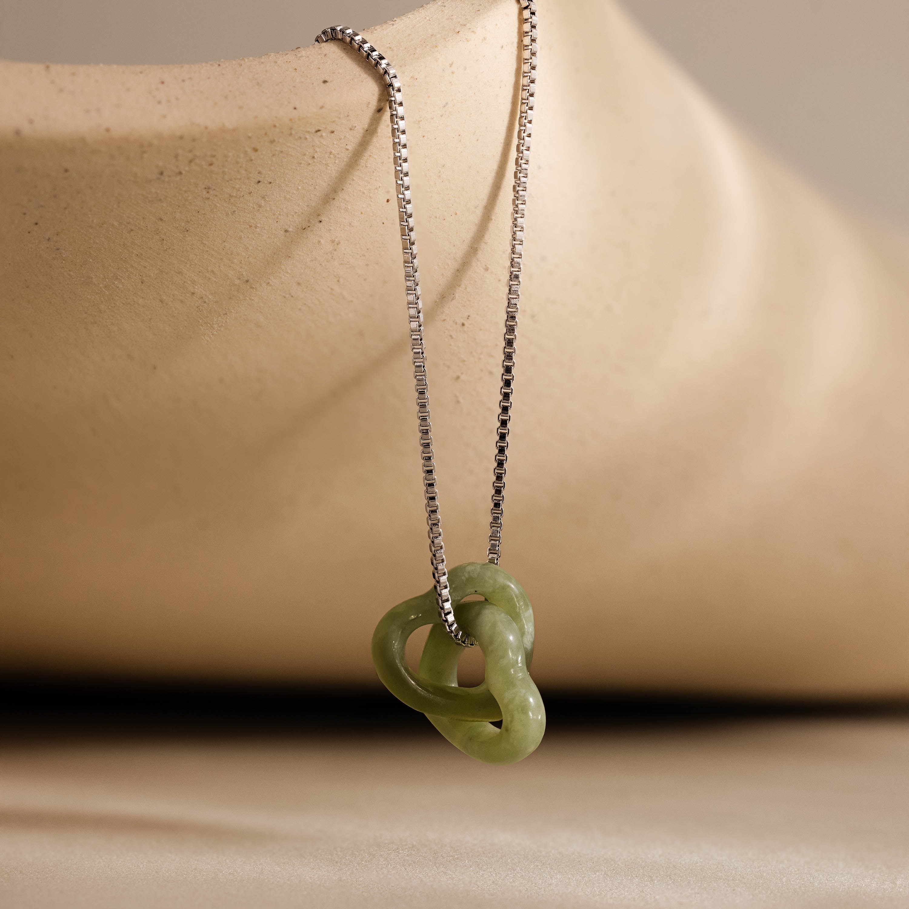 Interlocking Jade Heart Necklace