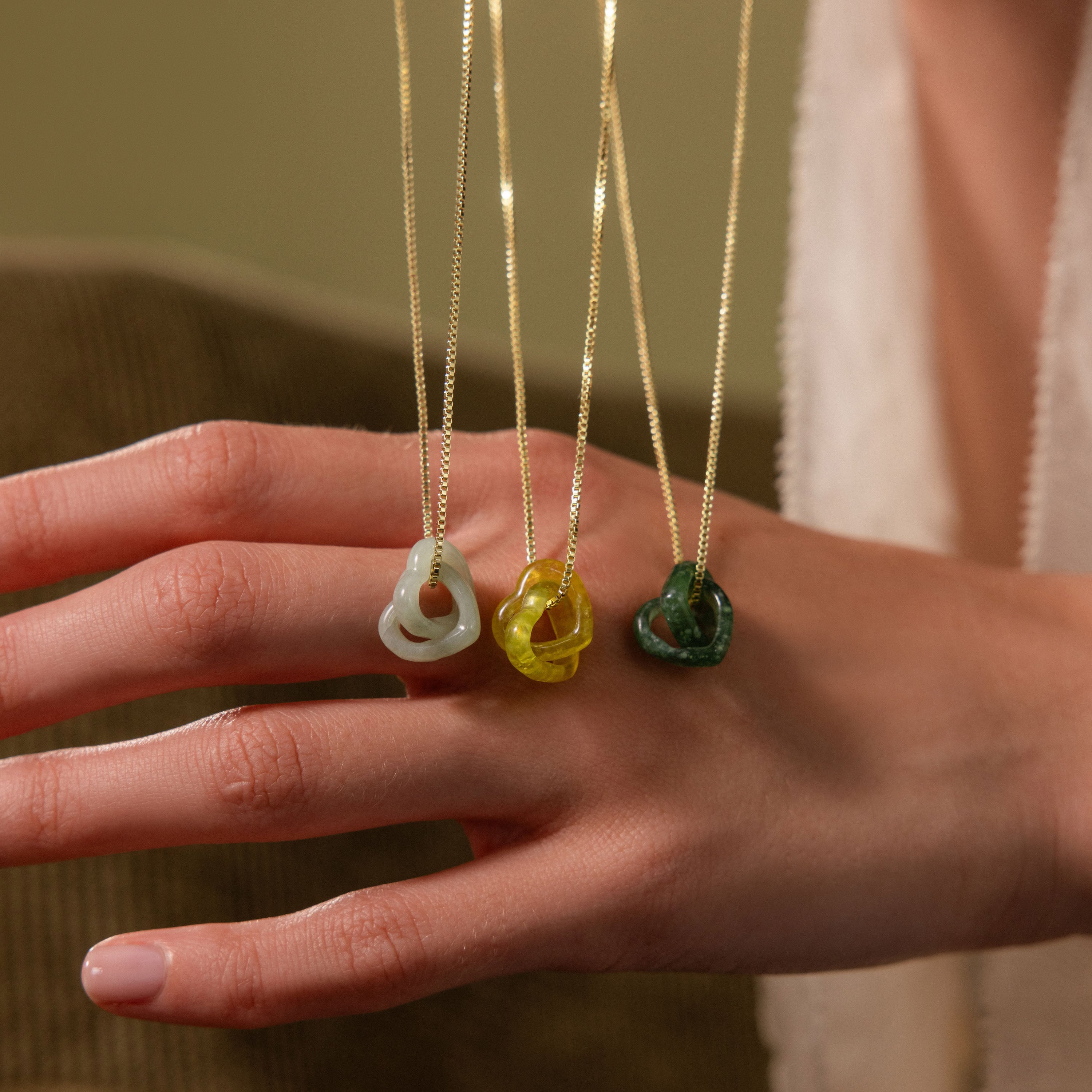 Interlocking Jade Heart Necklace