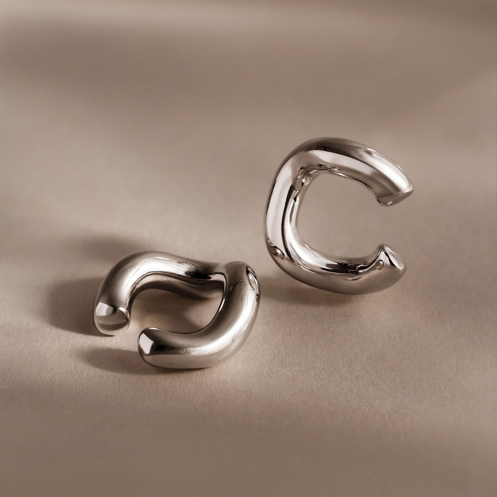 Wavy Ear Cuffs in Silver