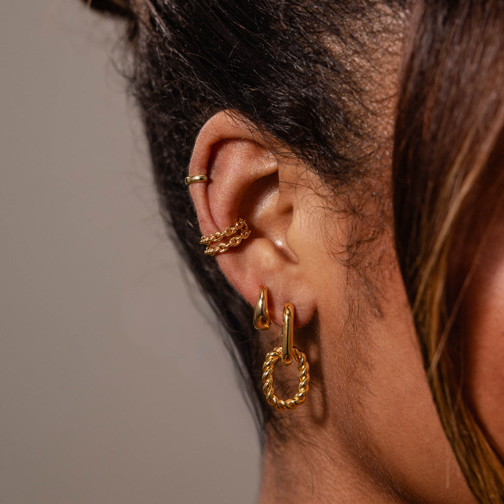 Mariner Link Ear Cuffs in 18K Gold