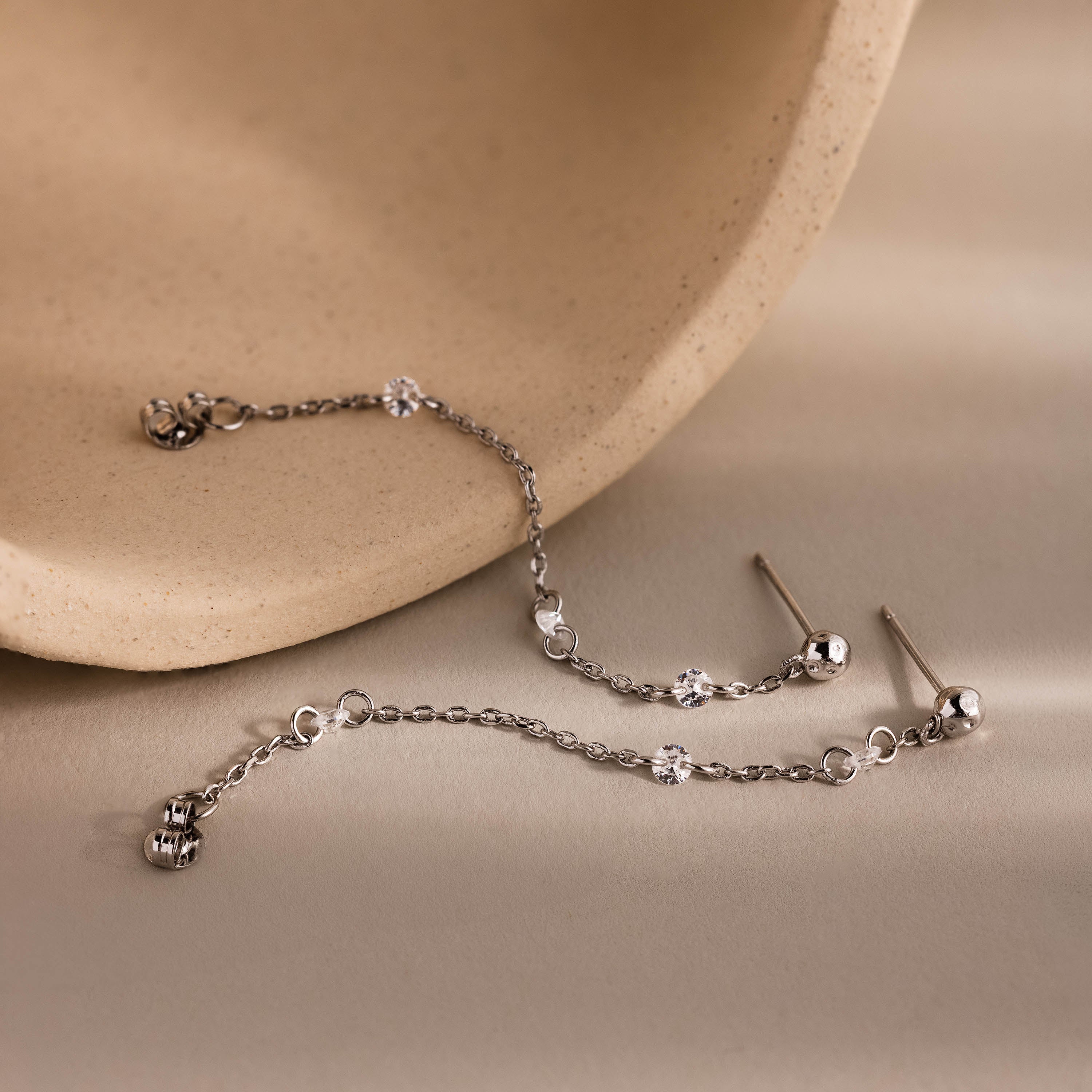 Crystal Chain Drop Studs