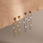Crystal Chain Drop Studs
