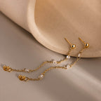 Crystal Chain Drop Studs in 18K Gold