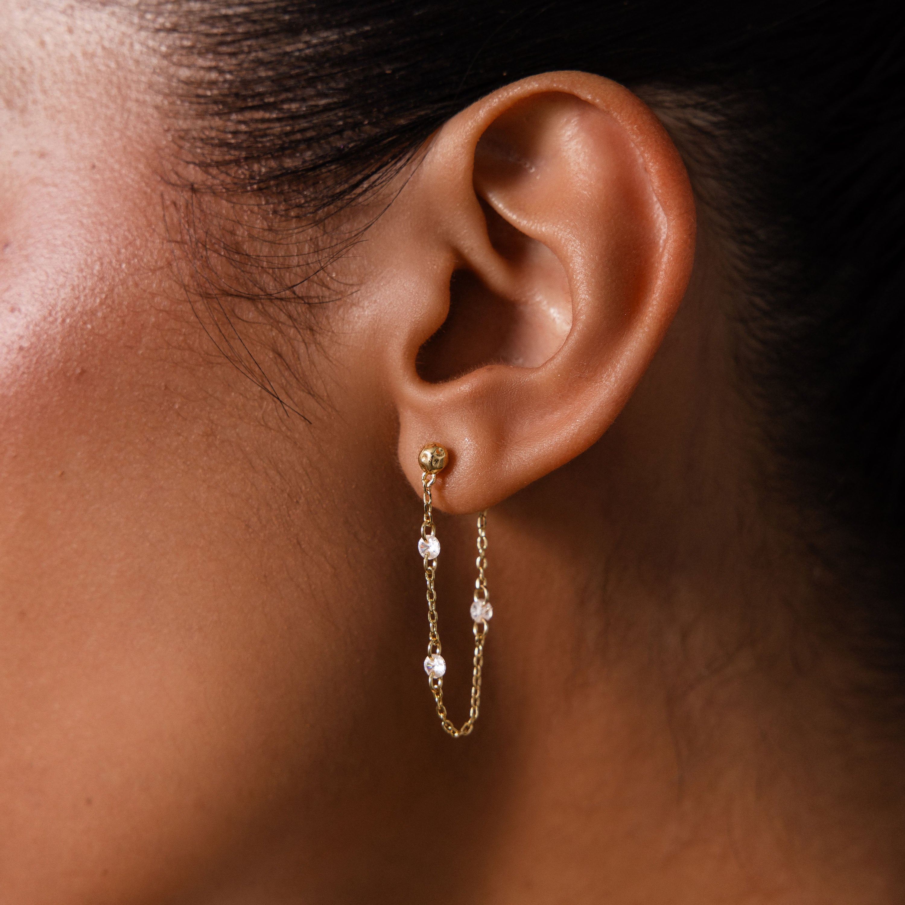Crystal Chain Drop Studs