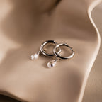 Diamond Raindrop Huggies in Silver