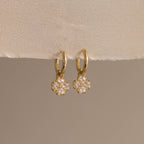 Diamond Clover Huggies in 18K Gold