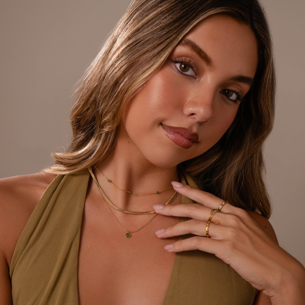 Jade Charm Necklace in 18K Gold